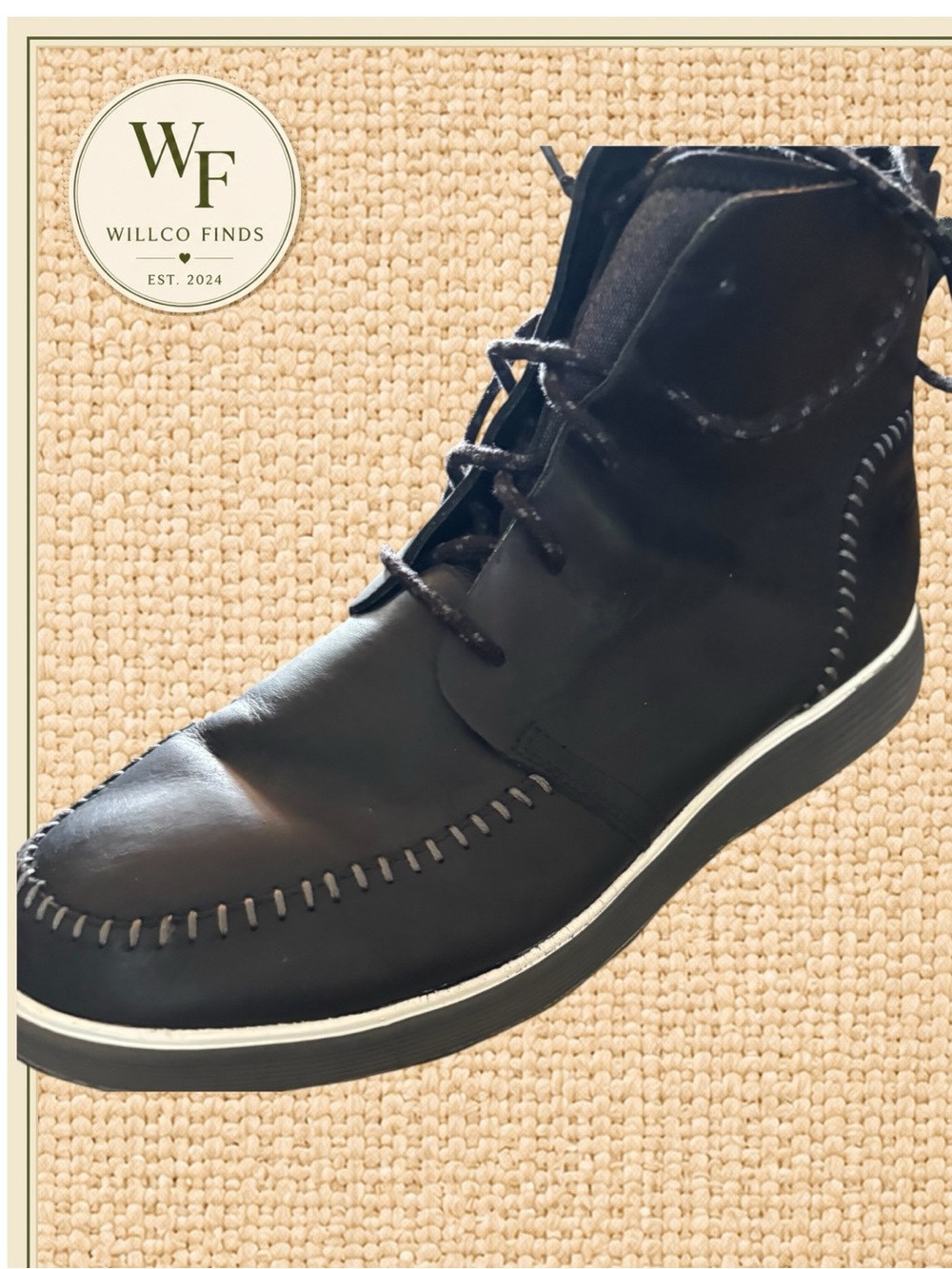Chaco Men’s 10.5 Black Leather Lace Up Ankle Boots Moc Toe J100290